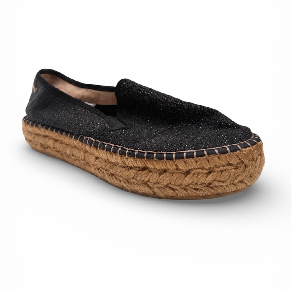 Viscata Black Sparkly Espadrilles Womens 39 Closed Toe Platform Shoes